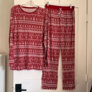 Little Sleepies Red Patterned Mens Pajama Set GUC